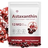 Astaxanthin 12mg, Kapseln mit Oxidationsschutz – Leistungsstarkes Astaxantina-Antioxidans-Präparat für Haut, Augen und Immunsystem – 120 Softgels