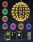 Joomer Weihnachtsbeleuchtung Außen, Smart RGB LED 30cm Kugel Hängende Lampe Weihnachtsdeko Fernbedienung und APP Steuerung, Bunt Farbwechsel Lichterkette Außen Strom für Garten Party Innen(1 Stück)