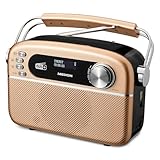 MEDION E66809 DAB Plus tragbares Solar Radio (Retro Design, Solarpanel, Bluetooth, DAB+ UKW, integrierter Akku, USB Anschluss, AUX, Sleeptimer, Teleskopantenne) Kupfer