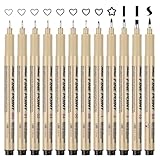 Maxmoc Fineliner Schwarz,12 Stück Fineliner set,Fineliner,Wasserfest Tuschestifte zum Illustrationen,Skizzieren,Technisches Zeichnen