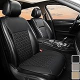 Black Panther 1 Stück Luxus PU-Leder Sitzbezug Auto Vordersitze, Kompatibel mit 95% Autos (Limousine/SUV/Pickup/Van) - Schwarz