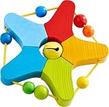 HABA 303929 - Greifling Klingelstern , Holzgreifling mit Glöckchen und Kugeln zum Verschieben , Baby-Spielzeug ab 6 Monaten