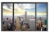 murando - Vlies Fototapete New York 350x256cm Foto tapete Schlafzimmer Wohnzimmer Moderne Vliestapete XXL Wandtapete Motivtapeten 3d Effekt Wand Dekoration - Stadt City Skyline View Manhattan Fenster