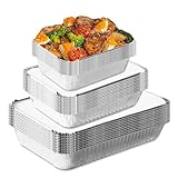 Aluschalen Grill, 30 Stück Einweg Alu Tropfschalen für Gasgrill, Multifunktionale Alu Grillschalen Aus Aluminiumfolie für Grillen, Kochen, Backen und Lebensmittel Aufbewahrung, 2300ml 1100ml 800ml