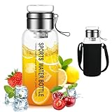 flintronic Glasflasche, 1 Liter Glass Bottle, Trinkflasche Glas Auslaufsicher, Wasserflasche Glas mit Schutzhülle, Leichte Borosilikat Glastrinkflasche für Kohlensäurehaltige Getränke | BPA-frei