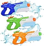 Quanquer Wasserpistole für Kinder - 3 Stücke Wasserspritzpistole 600ML mit 10 Meter großer Reichweite Super WasserBlaster Soaker Sommer Schwimmbad Strand Pool Outdoor Wasser Kampf Spielzeug Erwachsene