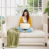 Sofa 2 Sitzer Klein, 130cm Mini Couch Klein, Gemütliches kleines Sofa für Jugendzimmer, Werkzeugfreies Aufstellen von Minisofa, 2er Sofas und Couchs aus Vollholz, Kleine Sofas Wohnzimmer, Beige