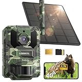 DEATTI 4G LTE Wildkamera mit Handyübertragung APP, 2.7K Solar Wildkamera mit SIM Karte, PIR Bewegungsmelder, Nachtsicht, 120 °Weitwinkel Wildtierkamera, IP66, 64GB SD Karte und 8000mAh Akku