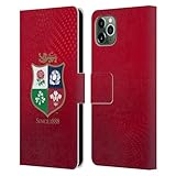 Head Case Designs Offizielle British and Irish Lions Strukturiert Abzeichen Leder-Wallet-Hülle Kompatibel mit Apple iPhone 11 Pro Max