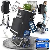Zeusify Einkaufstrolley Klappbar [XXL Kühlfach] Hackenporsche Treppensteiger 50L Volumen Einkaufstasche mit Rollen, Wasserfest, Faltbar (Schwarz, 50 L)