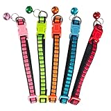 Diffaxy Katzenhalsband mit Sicherheitsverschluss 5-Stück, Verstellbares Halsband Katze mit Glöckchen, Leuchtenden Farben Katzen Halsbänder für alle Hauskatzen