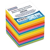 DONAU 8315000-99 Ökologischer Würfel Zettelkasten/ Zettelklotz Verklebt, Haftnotizenklotz 90x90x90mm 700 Blätter, Verschiedene Leuchtfarben für Büro Schule