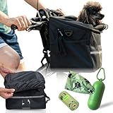 MiRCA Hunde-Fahrradkorb für Katzen und Hunde, sichere Hundetrage für Fahrrad, mit Kotspender und einer Rolle Taschen, idealer Vorderradkorb für Hunde und andere Haustiere bis zu 4,5 kg,