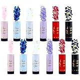 12 Stück Konfettikanone 6 Farben，Papier Konfetti Shooter，Konfetti Kanone Biologisch Abbaubar,hochzeit Gender Reveal Kanone mit drehbarem schwarzem Drehteller nach links für Weihnachten Jahrestag