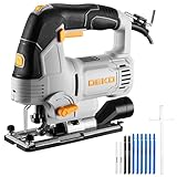 Elektro-Stichsägen 800W: DEKOPRO Stichsäge Holz Cutter Maschine mit LED-Beleuchtung und Laservermessfunktion -800–3000 SPM, ±45° Schrägausschnitt, 10 Stk. Sägeblätter für Holz/Metall/Kunststoff