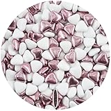 EinsSein 1kg Schokoherzen Dragees Herz Mix small weiss-rosa metallic glanz ca. 1300 Stück, ca. 1,2 cm | Gastgeschenke Hochzeit Taufe Kommunion für die Gäste| Alternative zu Schokodragees Schokolinsen