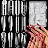ANGNYA 288 Stücke Nagelformen Dual Form Nails Set,12 Style Dual Nail Forms Nagel Formen Für Polymer Gel Schneller Aufbau für Polygel Extension Maniküre Nagelkunst Design Salon DIY-12 Größen