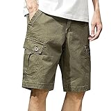 Generisch Herren Cargo Shorts Bermuda Shorts Chino Kurze Hose Stoffshorts Relaxed Fit Wanderer Camping Funktionshose mit Multi Taschen Cargohose kurz Sommerhose Arbeitshose Männer Activewearshorts
