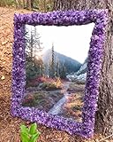 Amethyst-Kristall-Wandspiegel I individueller Kristallspiegel I Lila Miiror für Zuhause I Edle Optik Wandbehang Glas I Kristall Badezimmer Glas 45,7 x 45,7 cm