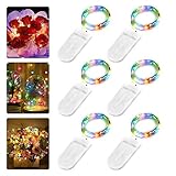 6 Stück LED Lichterkette Batterie, 2M 20er LED Kupfer Drahtlichterkette Lichterkette Batteriebetrieben IP65 Wasserfest Fairy Light für Party Weihnachten Hochzeit Beleuchtung Deko, Farbe