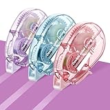 Fyguard 3 Stück Kleberoller, 8mm x 10m Selbstklebende Transparente Klebemaus Doppelseitiges Klebeband Fotokleber für Scrapbook Fotos Kartenherstellung DIY Basteln (Rosa&Blau&Lila)