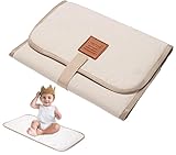 WEDAWIN Tragbare Wickelunterlage, wasserdicht, faltbar, wiederverwendbar und maschinenwaschbar, geeignet für Reisen, Zuhause und im Freien (gebrochenes Weiß)