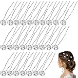 HABNI Haarnadeln 30 Stück Weiß Strass, Standardgröße Hochzeit Haarschmuck Braut Brautjungfern Kopfschmuck Silber