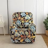 PEIHUODAN Sesselbezug Stretch Hoch Elastisch für Relaxsessel & Fernsehseller - Landhausdesign Blumenmuster mit seitlicher Tasche | Polyester Sesselüberzug Universell (Pattern 5,1 Places)