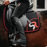 Sunride Dressurschabracke für Pferde - Mesh-Material als zusätzliche Belüftung gegen Hitzestau, pflegeleicht und formbeständig (Full, schwarz/rot)
