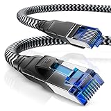 CSL - 10m Netzwerkkabel CAT 8 - LAN Kabel Patchkabel - Baumwollmantel - CAT8.1 High Speed Gigabit Ethernet Cable - 40 Gbits - S/FTP PIMF - RJ45 Stecker - Cat6 Cat7 Cat8 komp - 10 Meter - schwarz