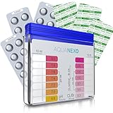 AQUANEXO Pool Tester pH und Chlor inkl. 60 Pool Testtabletten, Pooltester, Pool Wassertester, Schütteltester Pool ph Tester, Pool Tester Chlor und pH für Schwimmbad, Planschbecken, Whirlpool