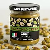 Pistaziencreme von Zest Delites, 40% Premium-Pistazienmus für Dubai Schokolade, Knafeh & Desserts, ohne Palmöl, hergestellt in Italien, 190 g Glas, nussig, cremig & streichzart