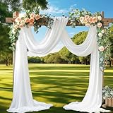 Querbehang Freihanddeko Weiß Vorhang Hochzeitsbogen, Chiffon Stoff Querbehang Gardine, Hochzeitsbogen Gardinen Dekoration für Fotografie Party Hochzeit Torbogen Zeremonie