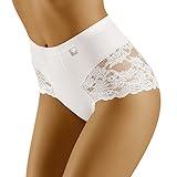 Wolbar Miederhose Damen Miederslip Hoher Taille Slip Shapewear Damen Figurformende Bauchweg Unterhose Spitze Sexy Unterwäsche Miederpant WB406, Weiß,L