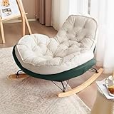 Moderner Schaukelstuhl aus Hirschleder, Samt, Pinguin, hohe Rückenlehne, für drinnen und draußen, für Erwachsene, bequem und entspannt, ideal für Schlafzimmer oder Wohnzimmer, Grün