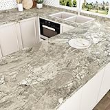 HotDecor Möbelfolie Selbstklebend Hellbraun-Graue Marmor Tapete Arbeitsplatte Folie Abwaschbare Tapete Küche Vintage Klebefolie Marmor Steinoptik Für Möbel Tisch Wand Tapeten Flur 40cm x 200cm