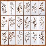 18 Stück Schablonen Textilgestaltung,3 x 6 inch Schablonen Wandgestaltung Malen,Blumen Blätter Malschablonen Wiederverwendbar,Kunststoff Stencil Schablonen Malen für Scrapbooking Möbel Deko