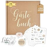 Plantvibes Gästebuch Hochzeit + 164 Einzigartige Sticker Hochzeit in Deutsch und Englisch – 72 Seiten Premium Dickem Papier, Es Drückt Nicht Durch, Vintage-Stil - Ideal Für Hochzeiten