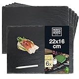 Moritz & Moritz 6 x Schieferplatte Servierplatte 22x16 cm mit Kreidestift - Schieferplatten fürs Buffet, Sushi und Käse - Perfekt zum Anrichten und als Deko