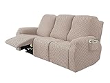 Namzi Couchbezug, Jacquard-Stretch-Sofabezüge, 3-Sitzer, Liegestuhlbezug für Wohnzimmer, Sofa, einfache Passform, waschbar, Möbel, Sofaschoner (Khaki)