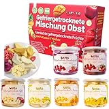 WSYLS-6 buah gefriergetrocknete früchte Fruchtkombinationen– trockenfrüchte getrocknete früchte，Äpfel, Erdbeeren, Bananen, Mangos, Drachenfrucht, Ananas, aus 100% Frucht，vegan，6 Dosen（180g）