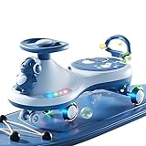 Wackelauto for Kinder for Jungen und Mädchen, Dreh-, Wende- und Wackelbewegung for Lenken des Schaukelautos mit Musiklicht(Bleu)
