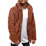 Generisch Herren warm Kapuzenvlies warm Outlast Winter Feste Farbe Langärmeliges Zuhause weicher Baggy-Mantel mit Knopf (Coffee XXXL)