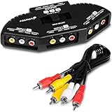 Fosmon - RCA Switcher Hub 3-Wege Audio/Video - Selector/Splitter für Microsoft Xbox 360, Playstation 3, PS3, Gamecube, Wii, DVD, VCR mit 3 Input-Anschlüssen [+ 3 RCA (Cinch) Kabel