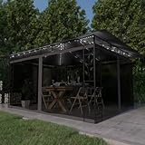 Pavillon mit Moskitonetz & LED-Lichterkette 4x3x2,Gartenbauten