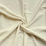 Textrend Musselin Stoff Meterware - Double Gaze - 100% Baumwolle - Weiches Antiallergisches Material - Textilien 1x1.45m - Stoff zum Nähen (Ecru mit goldenen Tupfen)