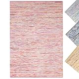 MY-RUG Fleckerlteppich bunt 60 x 110 cm - Pink, handgewebt, recycelte Baumwolle als Flickenteppich gestreift und moderner Kelim Chindi Teppich Rajesh