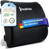 Healthfix® Ergonomisches Lendenkissen – Entwickelt mit Experten in Deutschland – Verbessert Haltung & lindert Rückenschmerzen – Lordosenstütze für Bürostuhl, Auto & Sofa