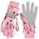 CYCLESPEED Handschuhe Kinder Winddicht Winterhandschuhe Warm Skihandschuhe Wasserdicht Kinder Handschuhe für 4-12 Jahre Mädchen Jungen Fahrradhandschuhe Kinder Outdoor Snowboarding