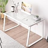 Moderner Computertisch aus Glas mit Metallrahmen – schlankes Design für Heimbüro, Arbeitszimmer und Gaming – einfache Montage